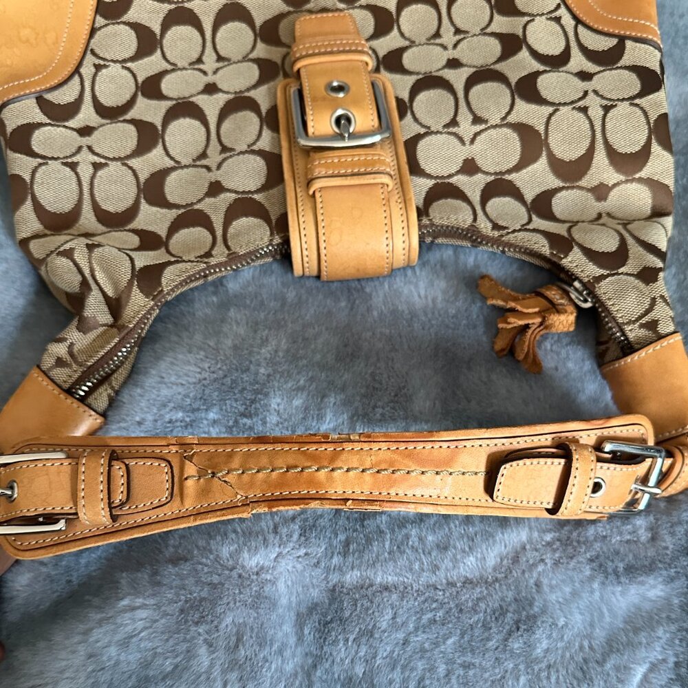 Coach Logo Shoulder Bag Purse Boho Brown Leather - Picture 7 of 9